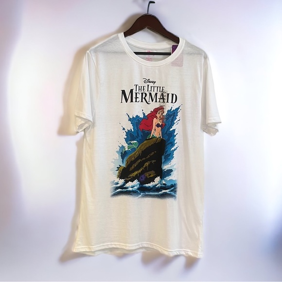 DISNEY PRINCESS THE LITTLE MERMAID GRAPHIC SHORT SLEEVE TEE WHITE MULTI SIZE L - Picture 1 of 8